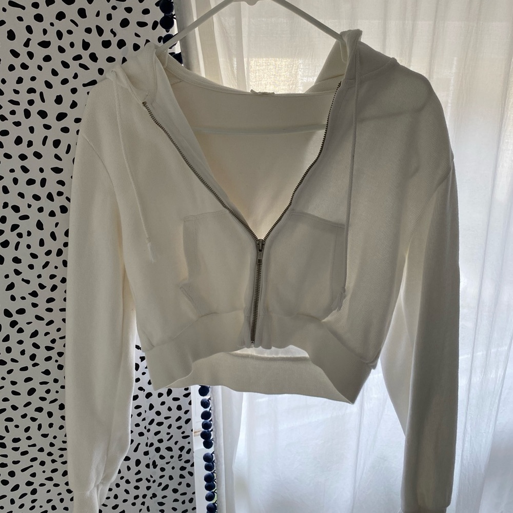 JOHN GALT WHITE CROPPED ZIP UP